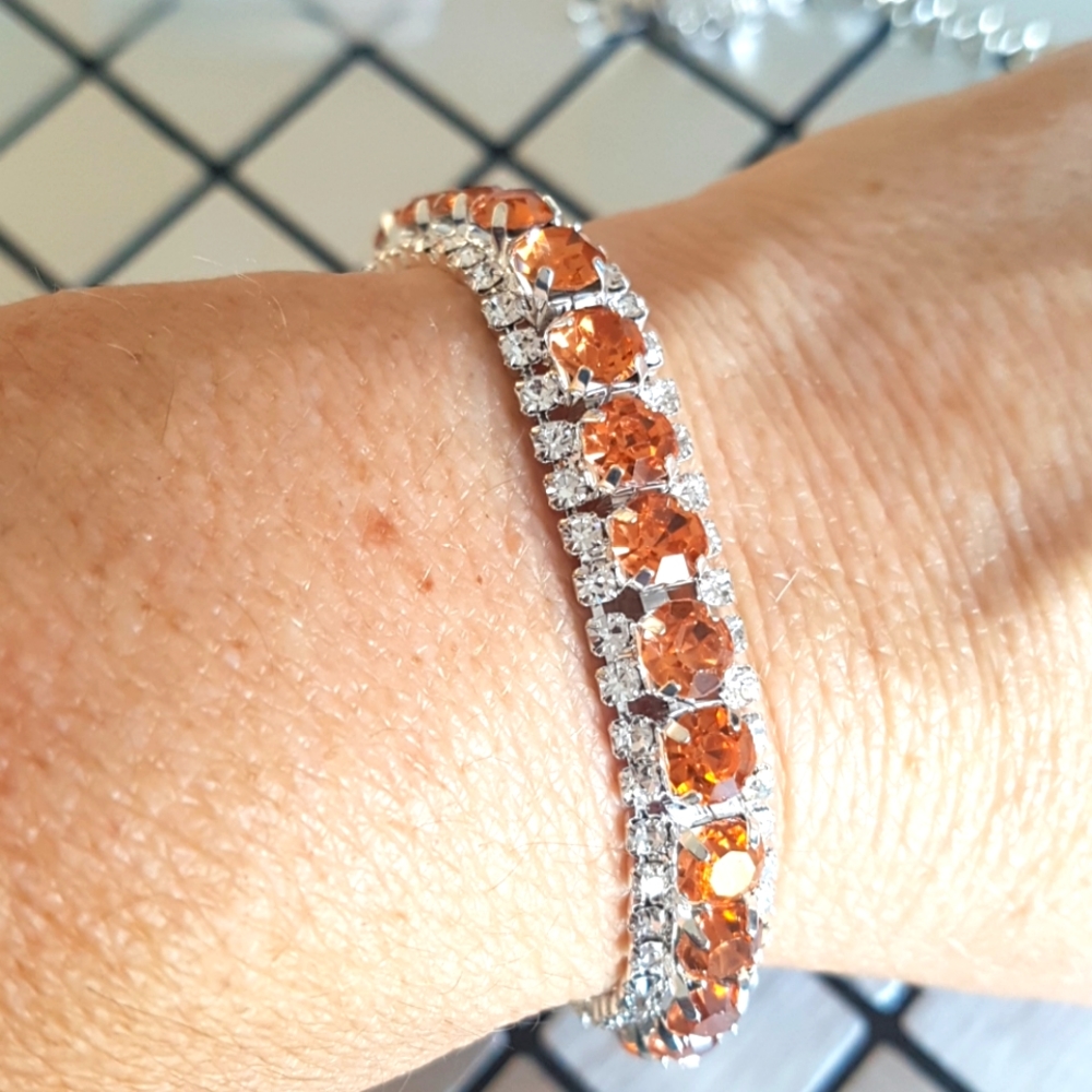 Silver Bracelet with Champagne AAA Austrian Zircon
